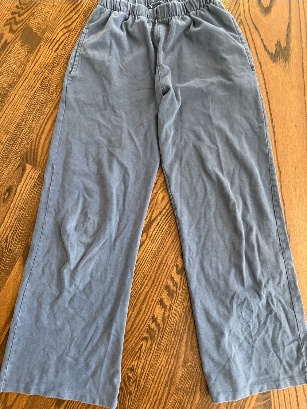 Brandy Melville Relaxed Wide-Leg Elastic Waist Pants - Dusty Blue